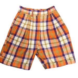 Vintage Kyoto Casual Orange Plaid Shorts Size 5